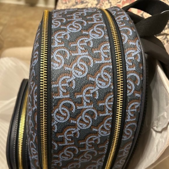 Coach Gold/Navy Court Backpack With Coach Monogram Print - Picture 10 of 14